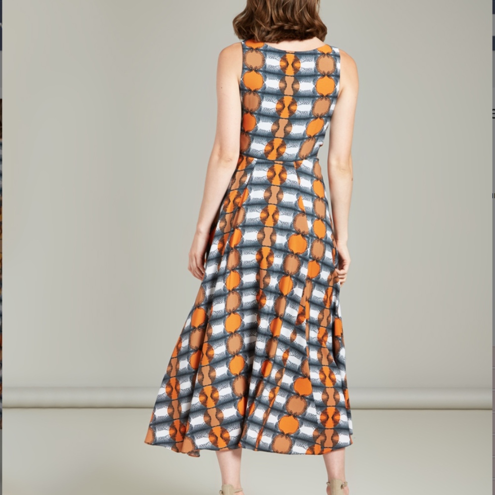 Eva Franco Anthropologie Camille Plunge Neck Faux Wrap Dress - Picture 2 of 3
